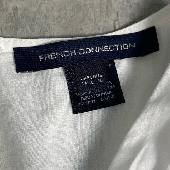 French Connection Rhodes Cutout White Pleated Flare Mini Dress Size 10 - Picture 3 of 11